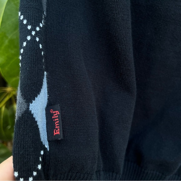 Vintage Y2K Emily The Strange Argyle sweater vest with cats embroidered. - Picture 5 of 9